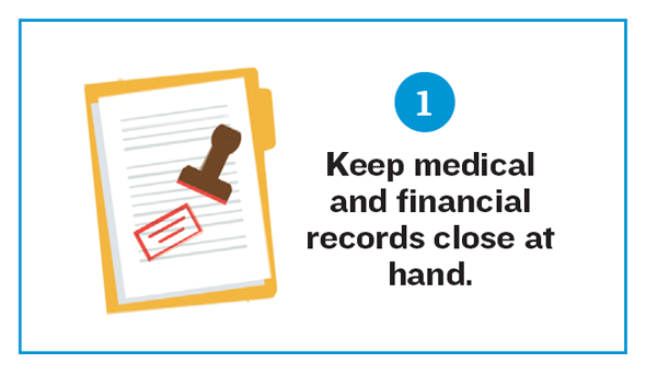 Checklist 1. Keep medical and financial records close at hand.